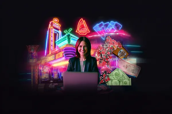 A woman in a luxurious green gown next to an ornate roulette wheel, capturing the upscale casino mood of SOYL777.